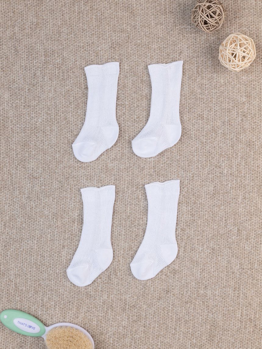 Pack 2 paia di calzine primi giorni cotone bianco