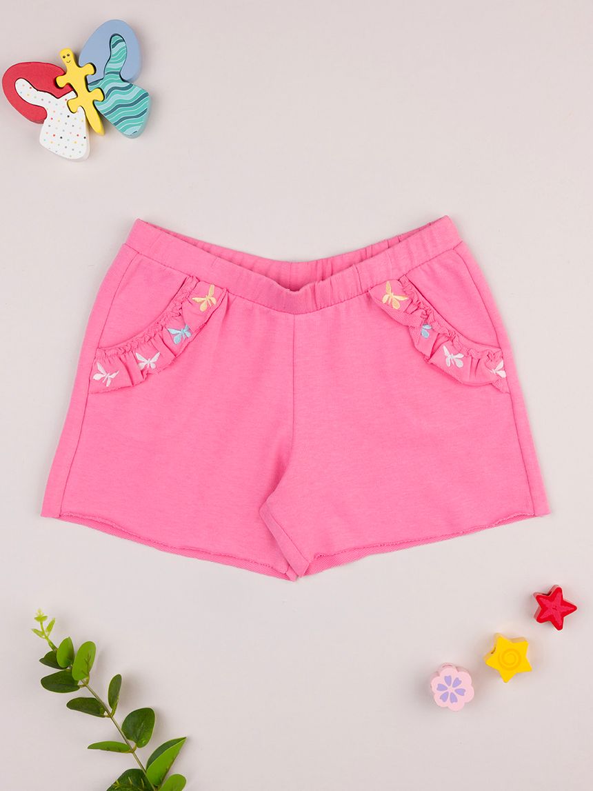 Short bimba rosa farfalle