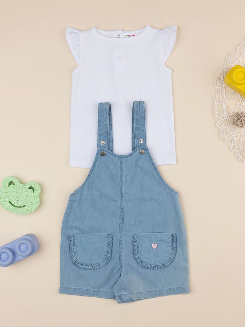 Completo salopette bimba con t-shirt