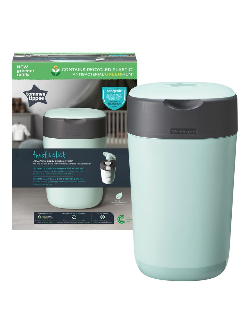Twist and click cestino per pannolini avanzato verde - tommee tippee