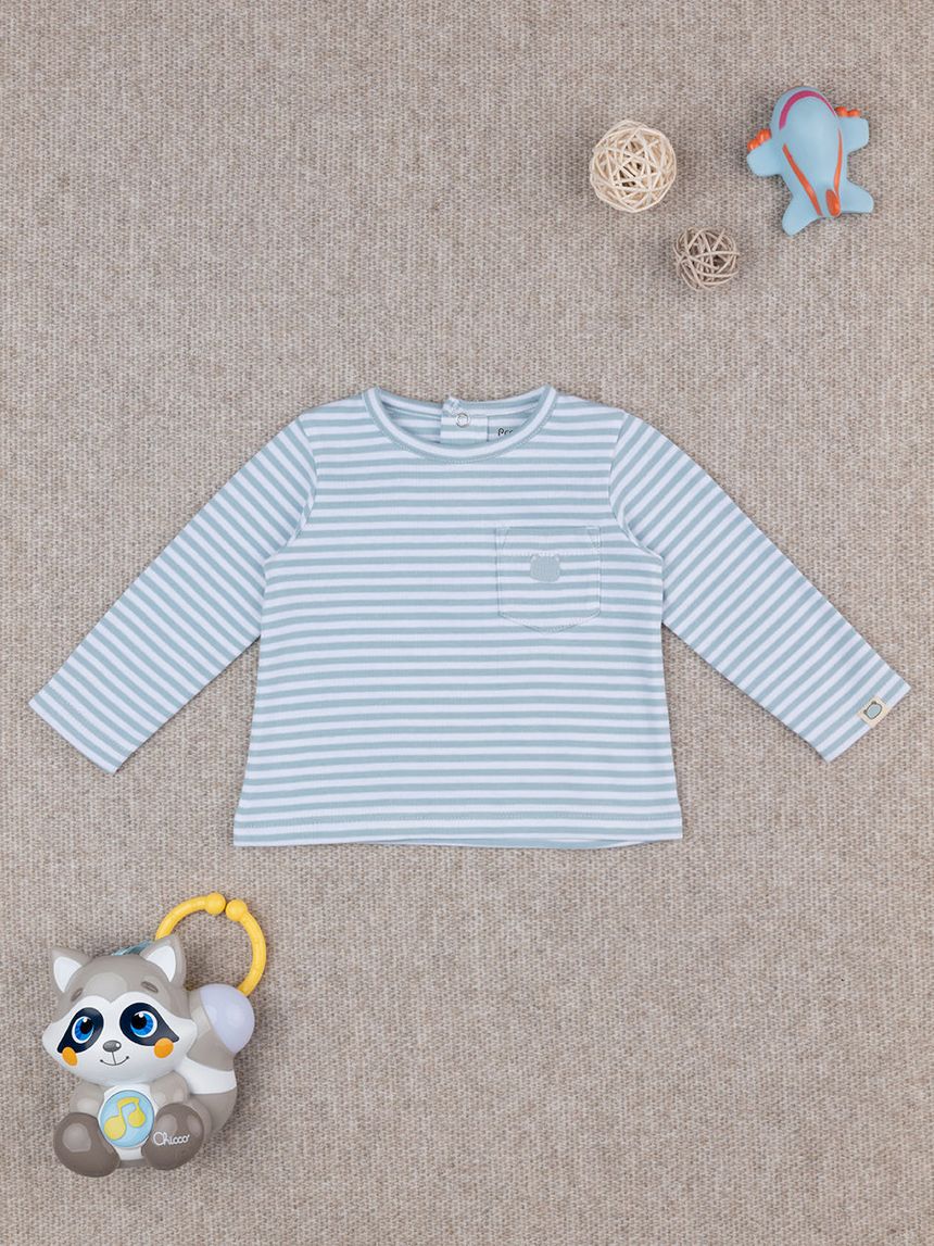 T-shirt bimbo azzurra rigata