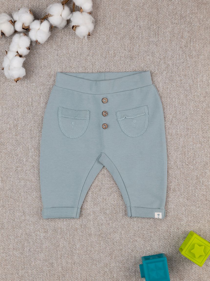 Pantalone bimba verde con tasche