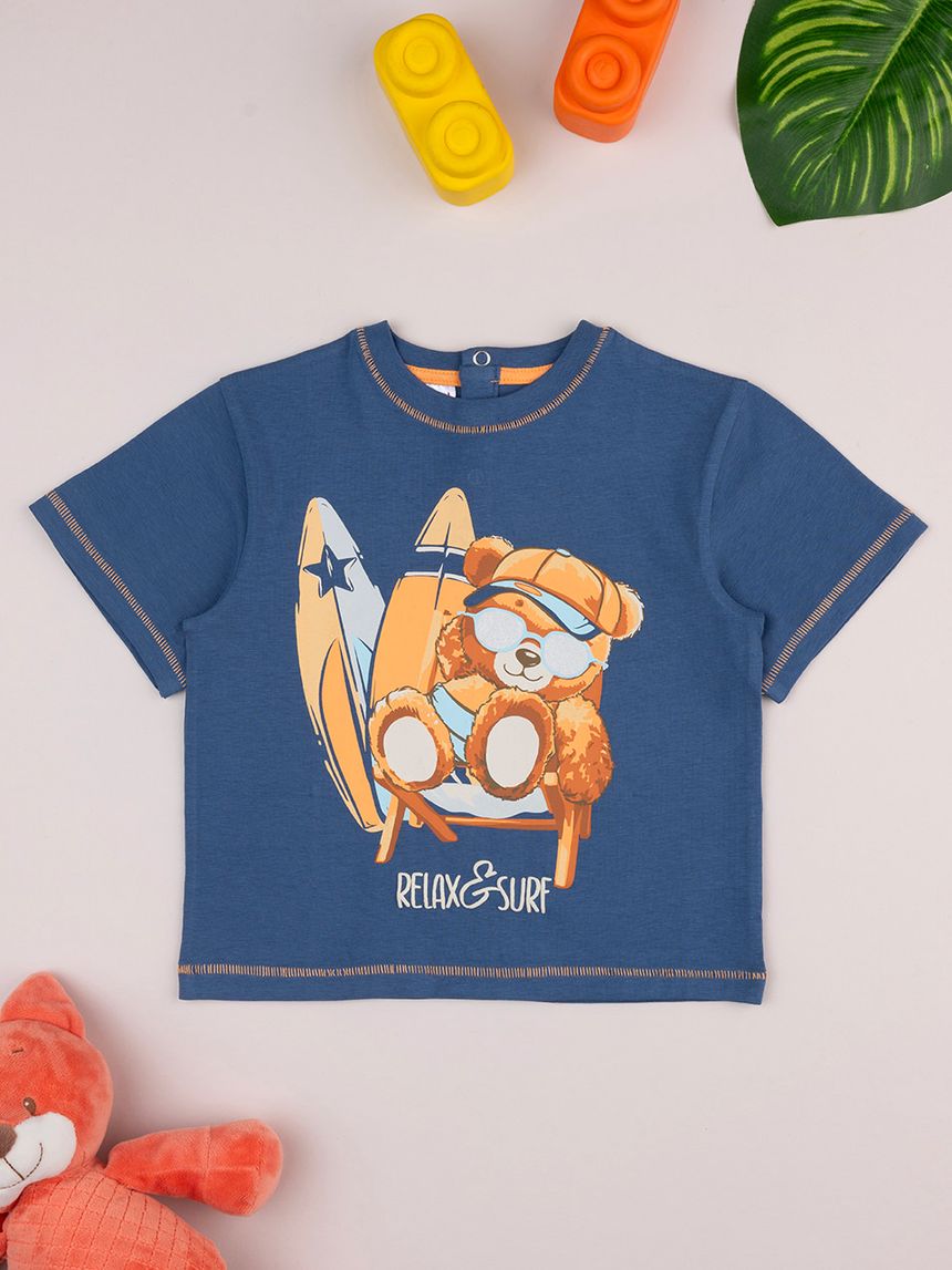 T-shirt bimbo blu orso