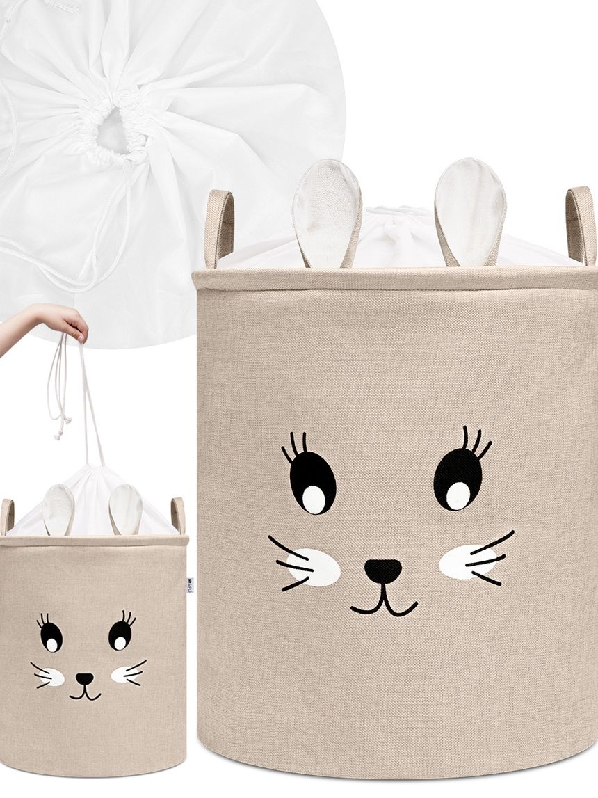 Cesto portaoggetti premium coniglio beige xxl  - chiusura a coulisse - 63 l - sipo