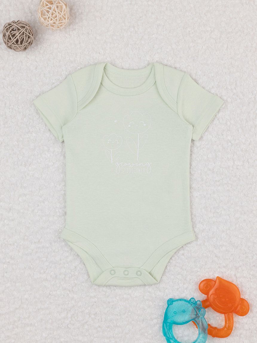 Body bimba verde fiori stilizzati