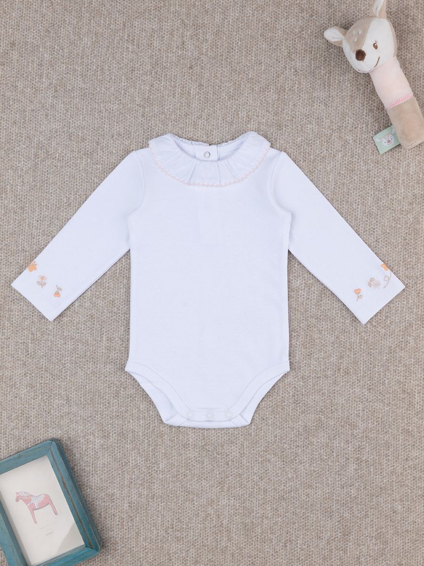 Body bimba bianco ricami fiori