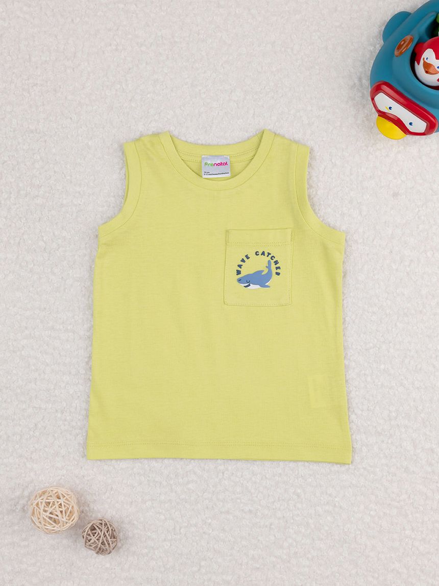 Canotta bimbo verde chiaro con taschino