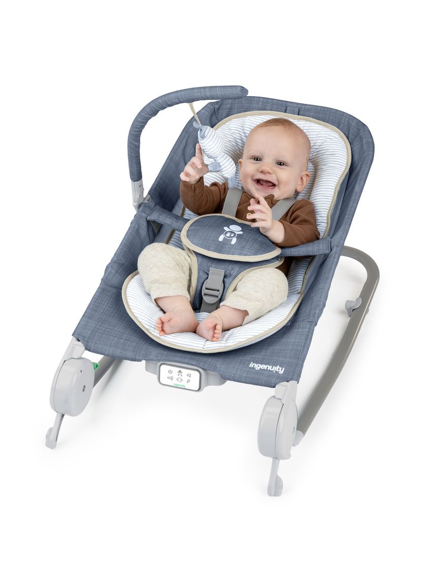 Sdraietta-dondolo happy belly - chambray blu 0-6 mesi - ingenuity