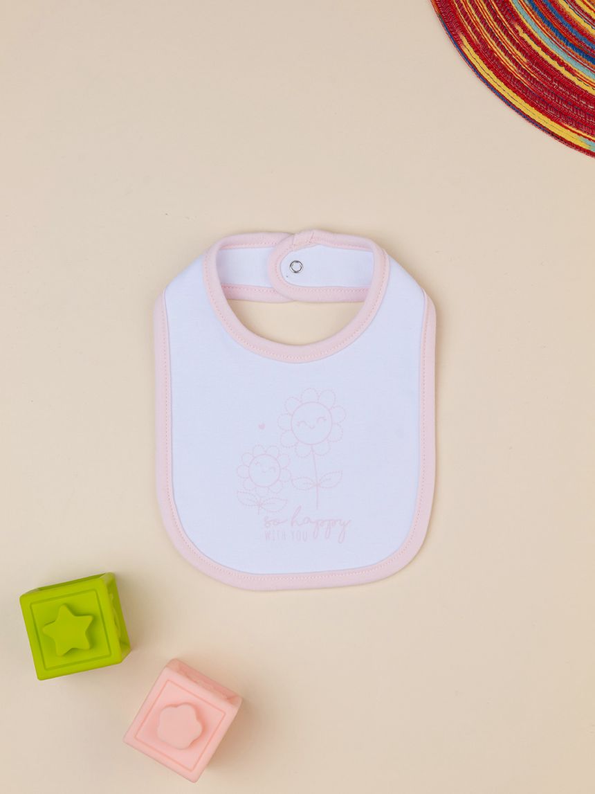 Bavaglino bimba bianco/rosa