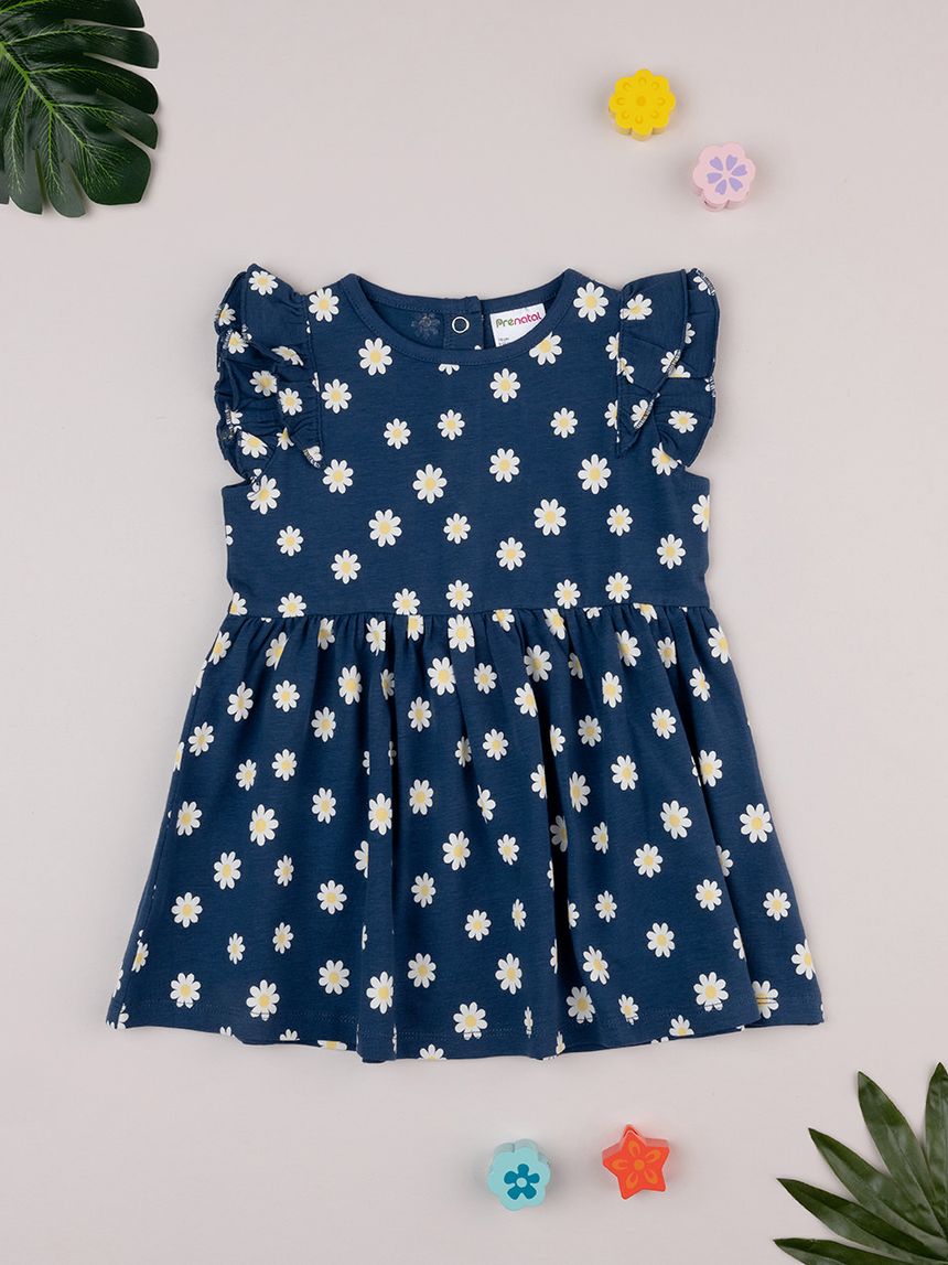 Abito bimba blu margherite allover