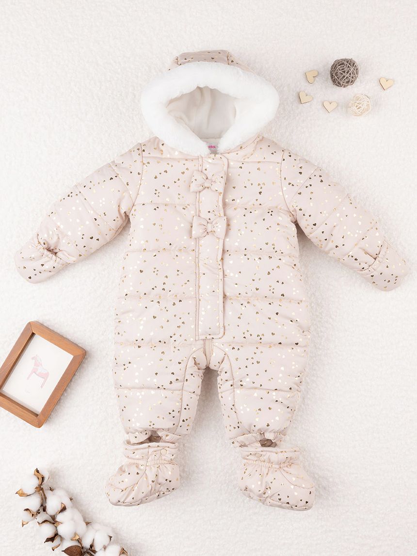 Tuta neve bimba beige