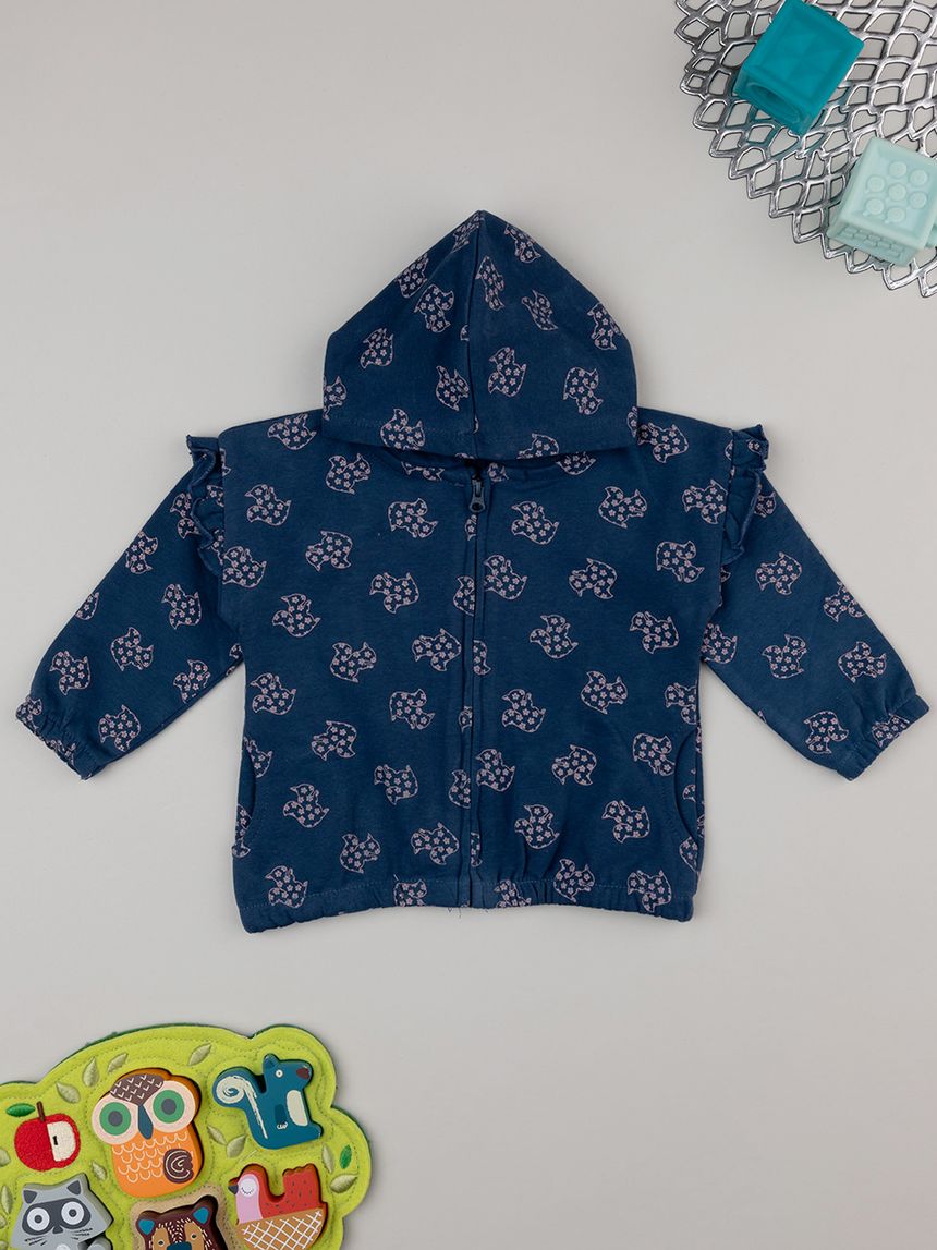 Felpa blu bimba con allover