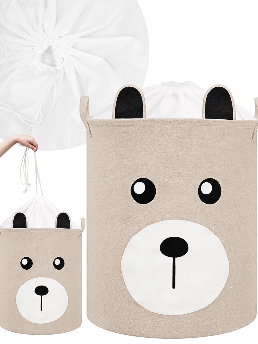 Cesto portaoggetti impermeabile orsacchiotto beige - chiusura a coulisse 43 l - sipo