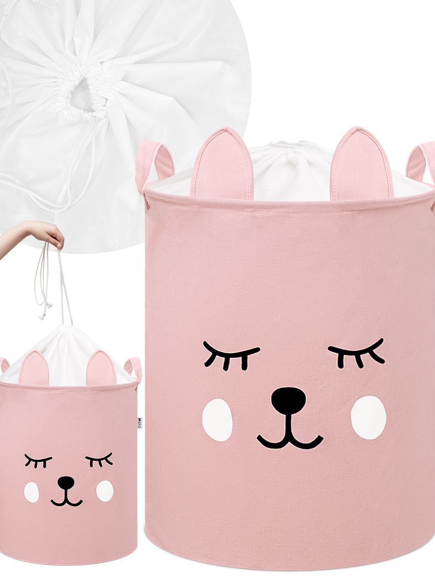 Cestino portaoggetti impermeabile orsacchiotto rosa - chiusura a coulisse - 43 l - sipo