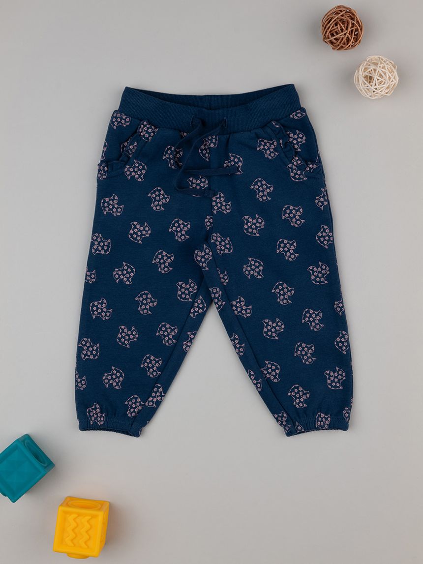 Pantalone lungo blu bimba con allover