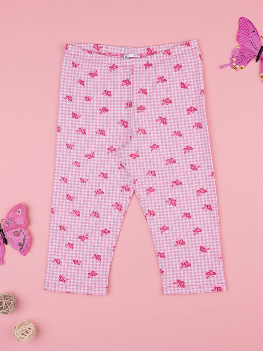 Legging bimba rosa farfalle allover