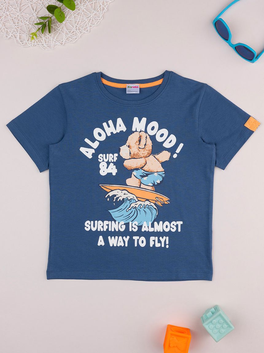T-shirt bimbo blu stampa surf