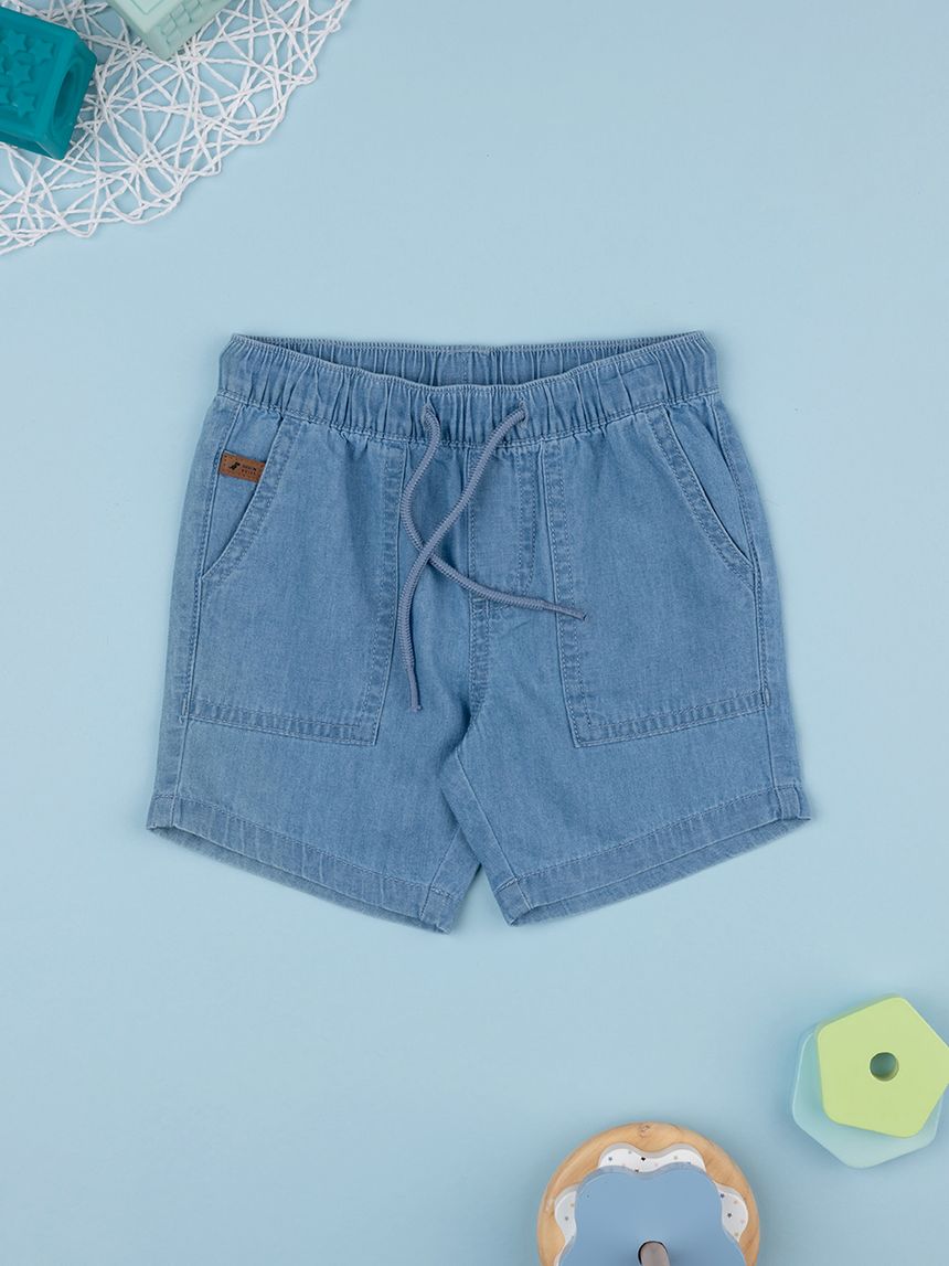 Bermuda bimbo blu denim con tasche