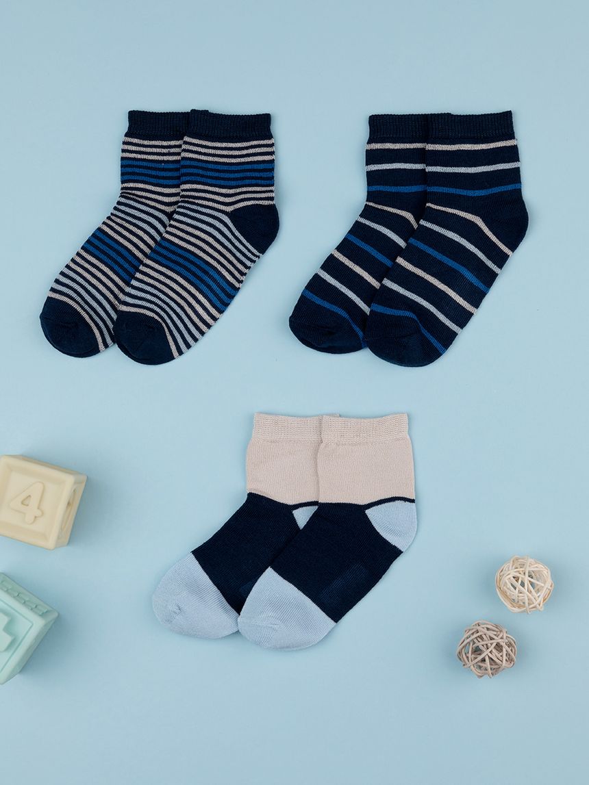 Pack 3 calze corte bimbo blu fantasia