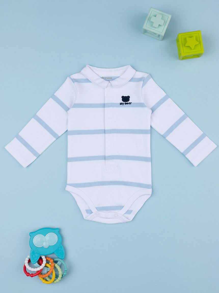 Body bimbo bianco rigato azzurro