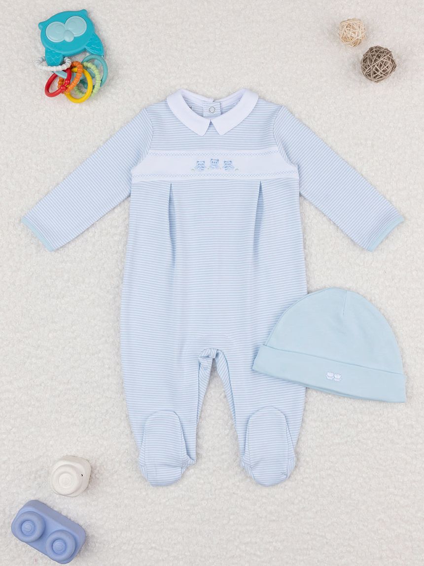 Completo bimbo tutina e cappellino azzurro