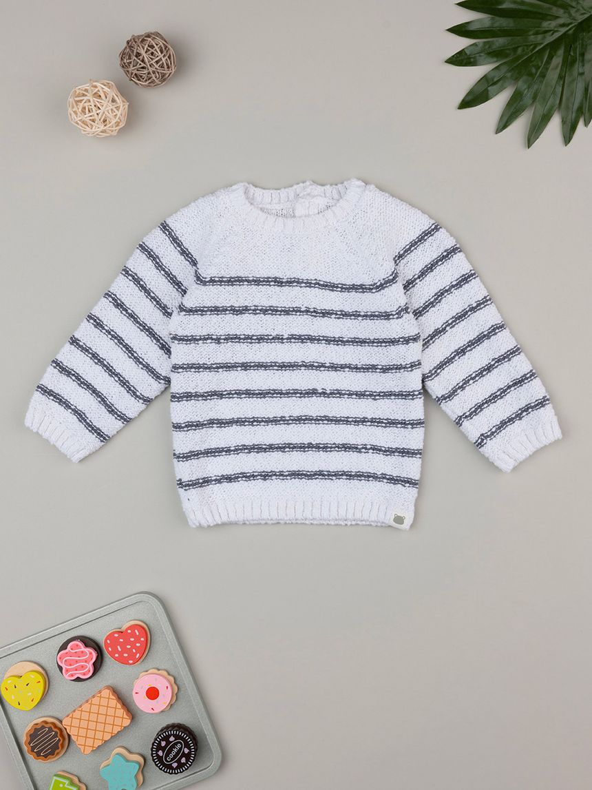 Maglione bimbo rigato bianco blu