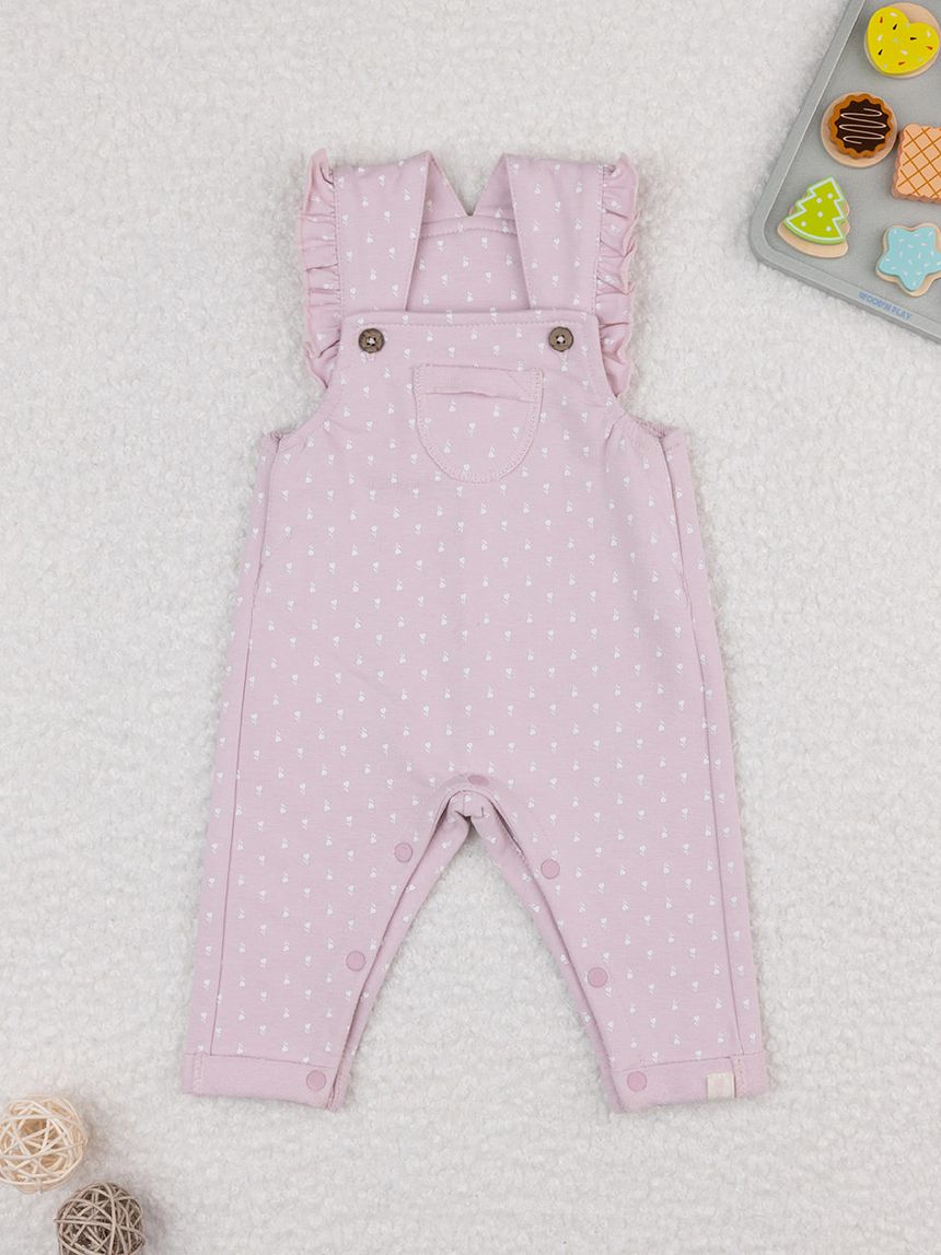 Salopette bimba rosa micro-allover