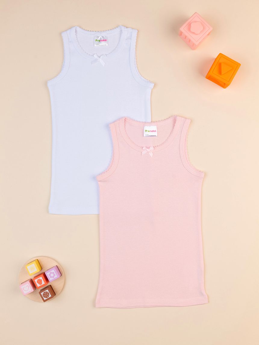 Pack 2 canotte intime bambina in cotone