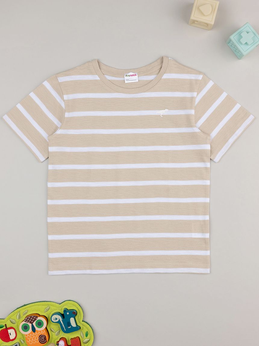 T-shirt bimbo rigata marrone