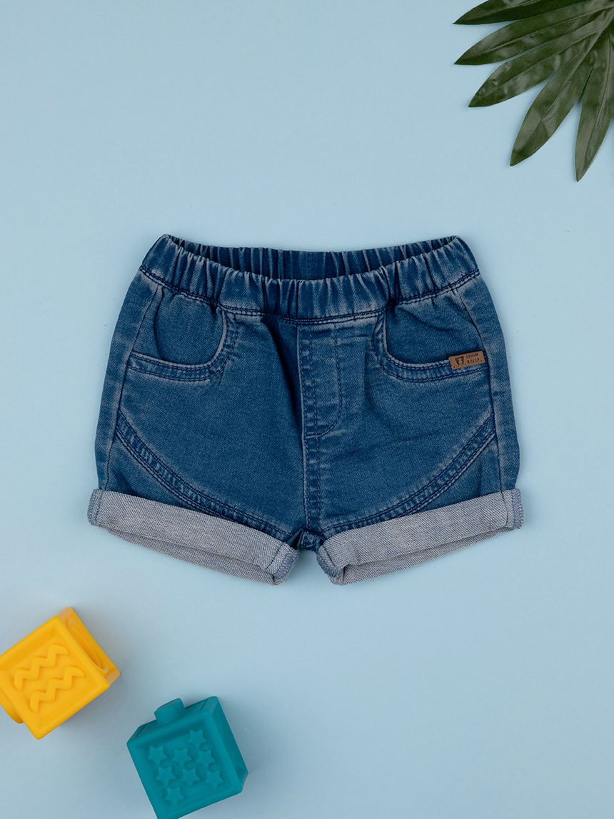 Shorts bimbo blu denim con tasche