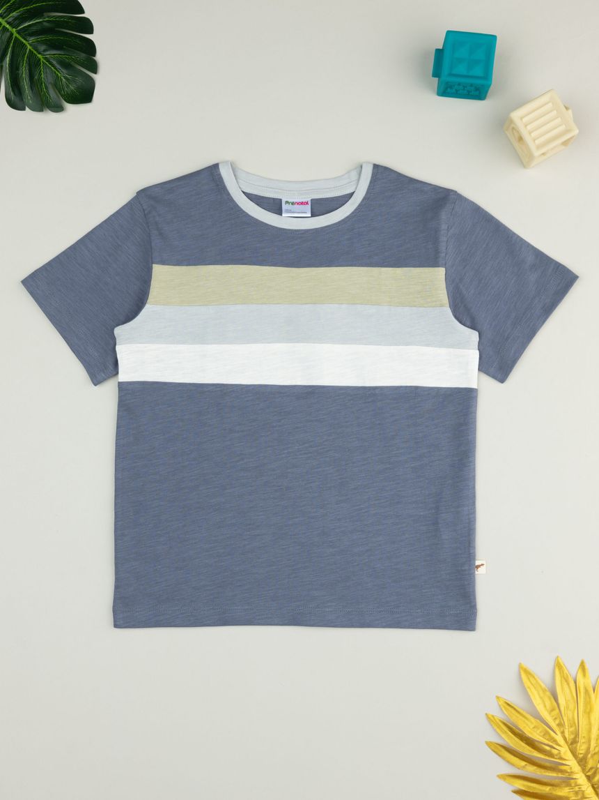 T-shirt bimbo blu  scuro righe