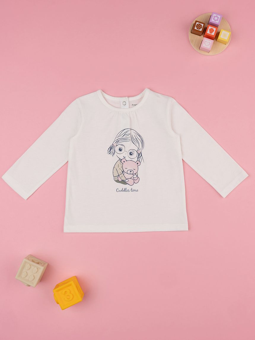 T-shirt bimba bianco stampata