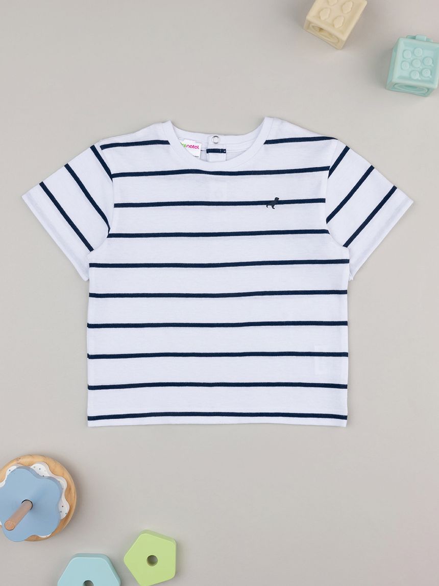 T-shirt bimbo rigata blu