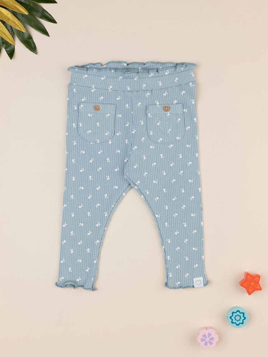 Leggings bimba verdi costina allover