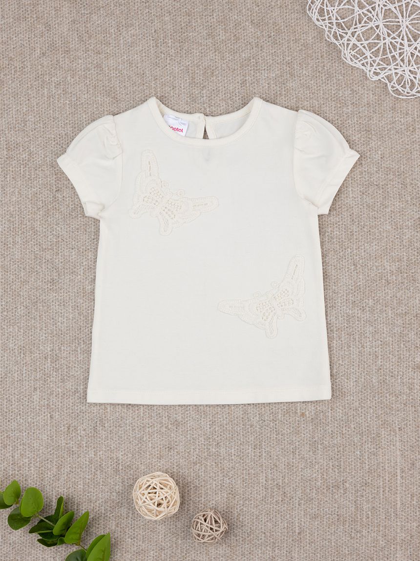 T-shirt bimba bianca farfalle