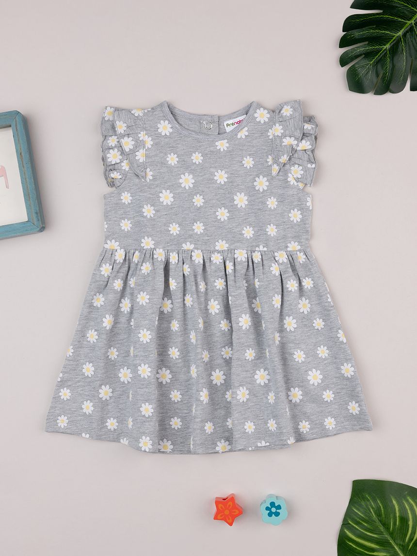 Abito bimba grigio margherite allover
