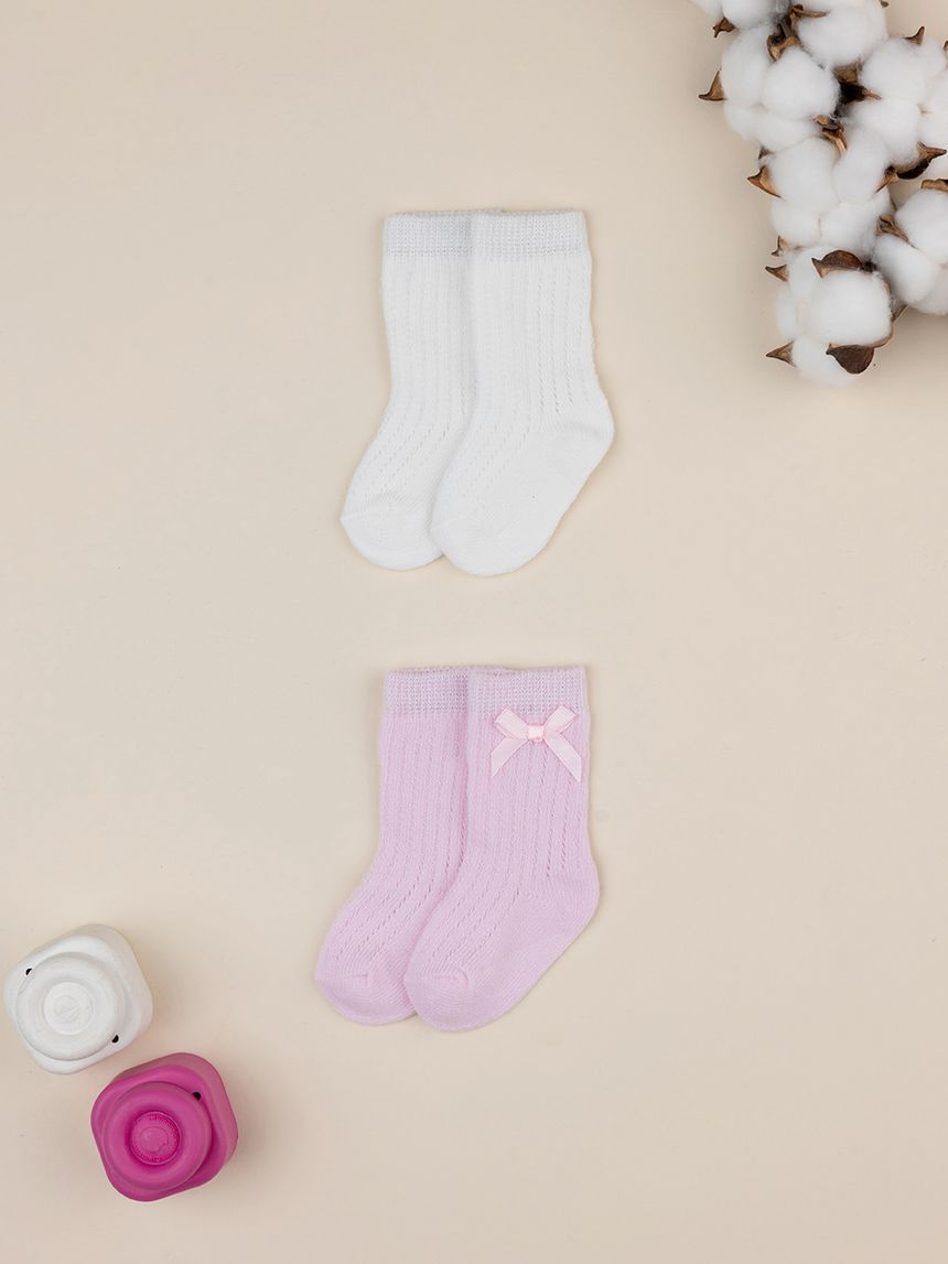 Pack 2 calze bimba bianco/rosa