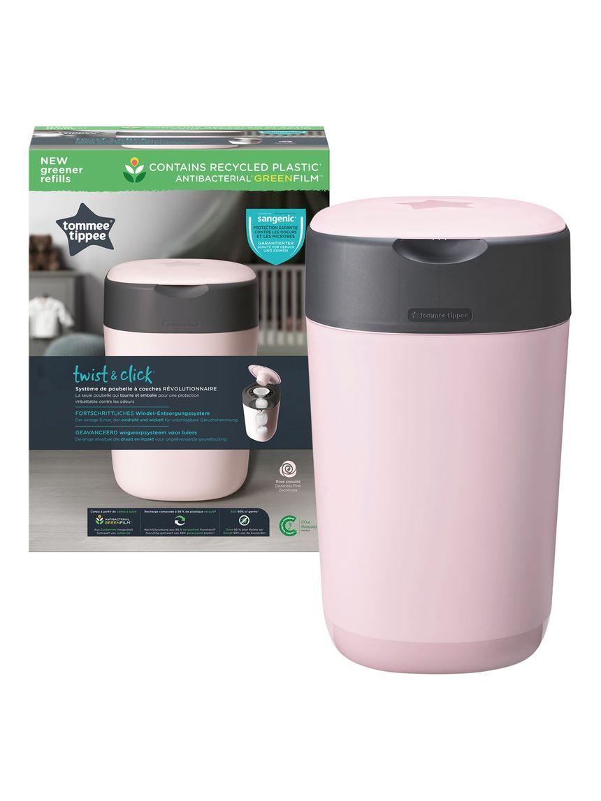 Twist and click cestino per pannolini avanzato rosa - tommee tippee