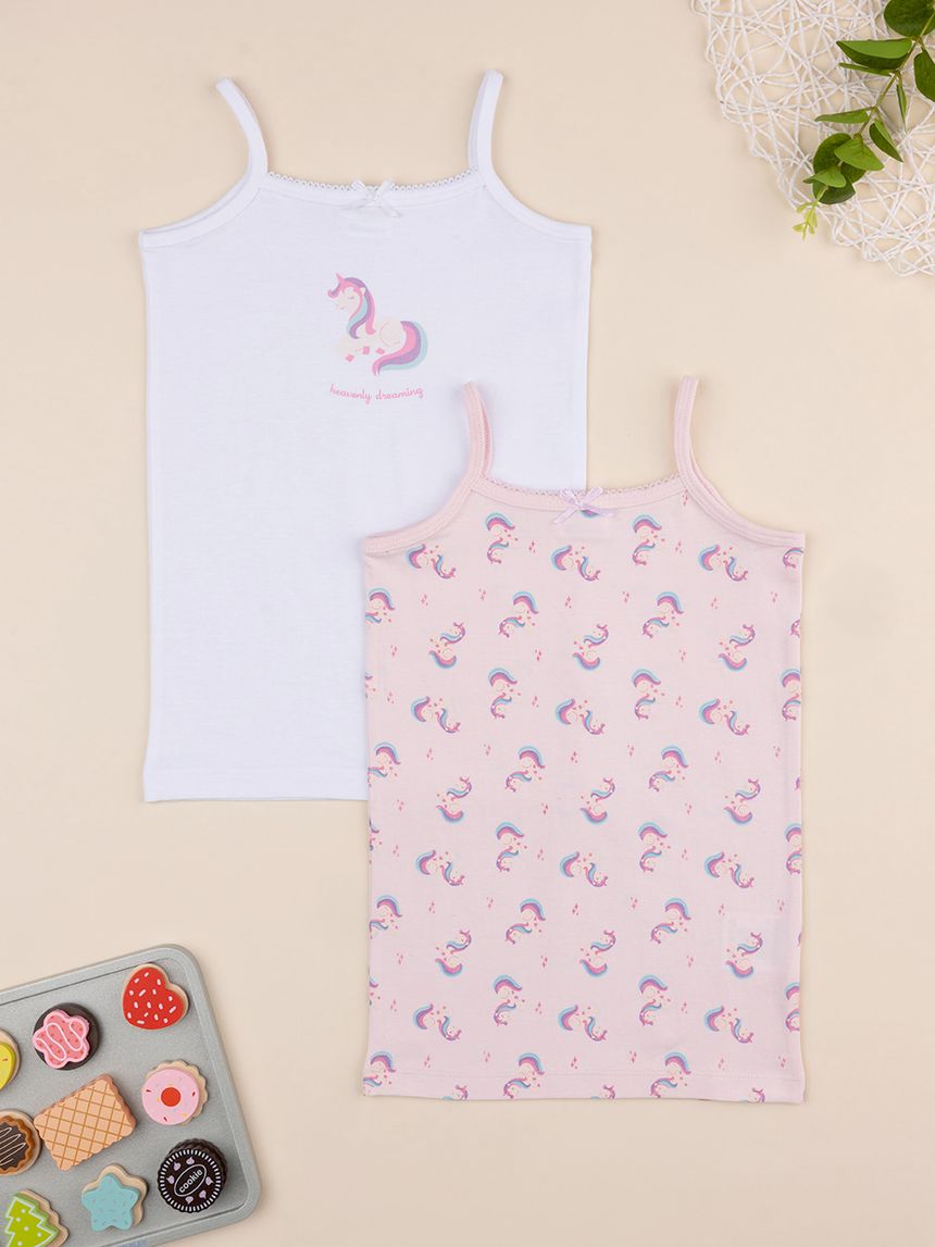 Pack 2 canotte intime bambina unicorni