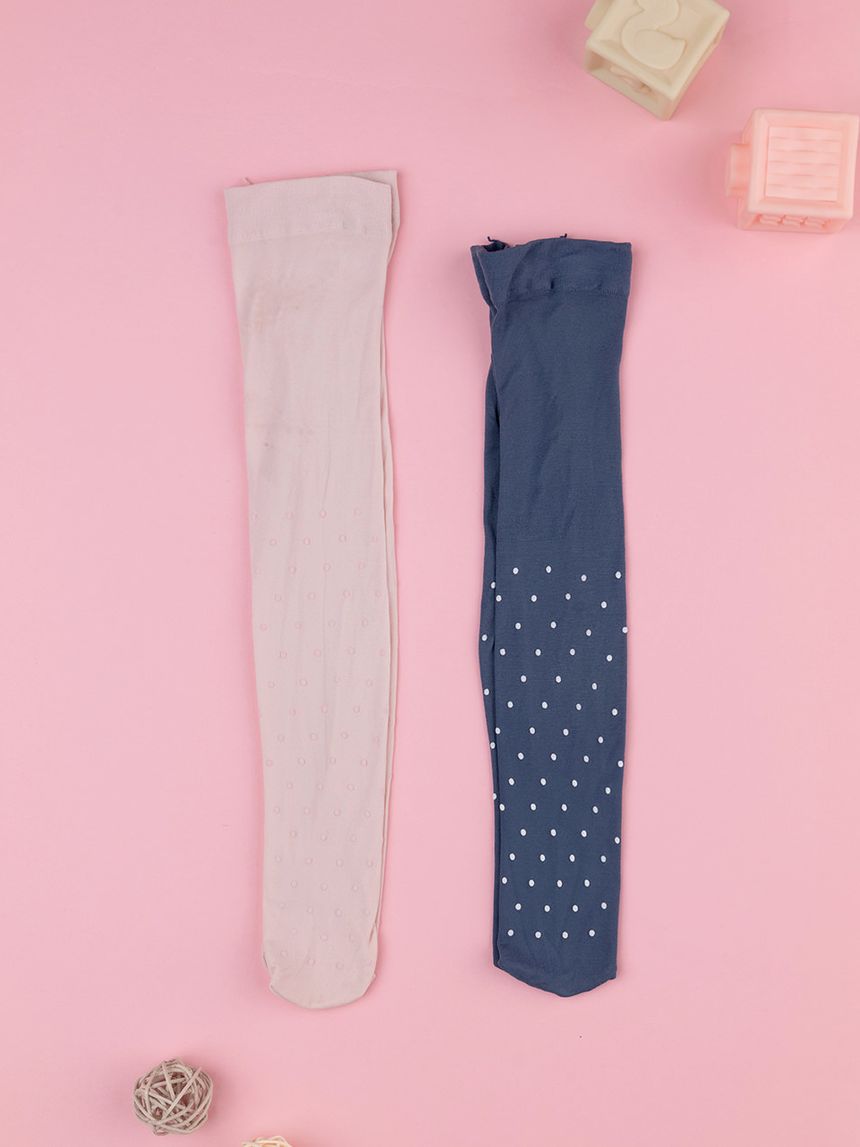 Pack 2 collant bimba rosa/blu allover