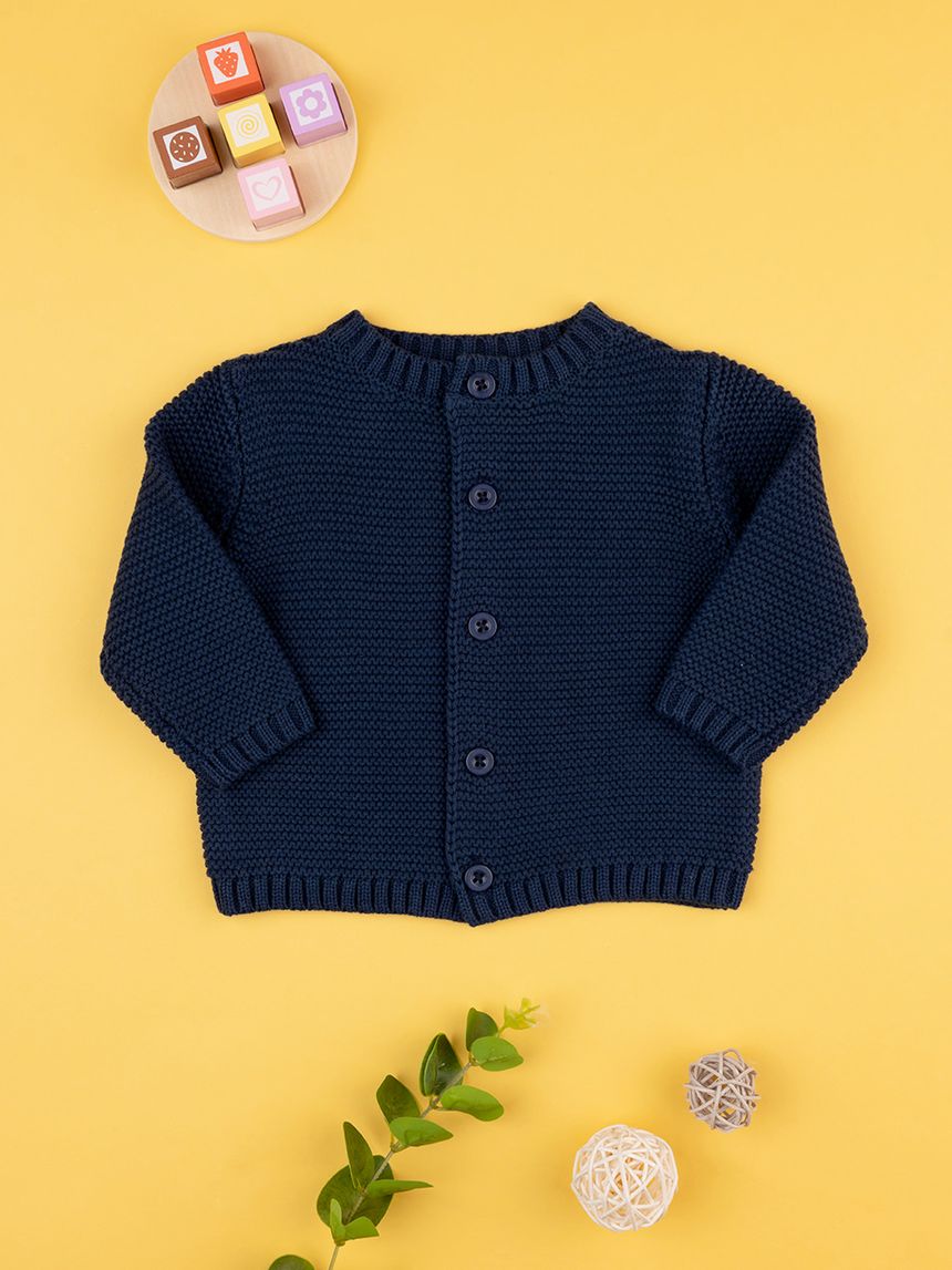 Basico cardigan bimbo tricot blu