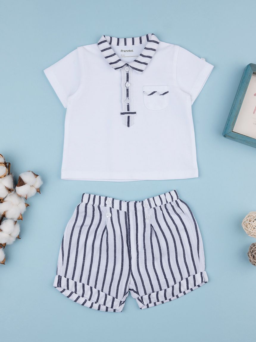 Completo bimbo bianco/blu righe
