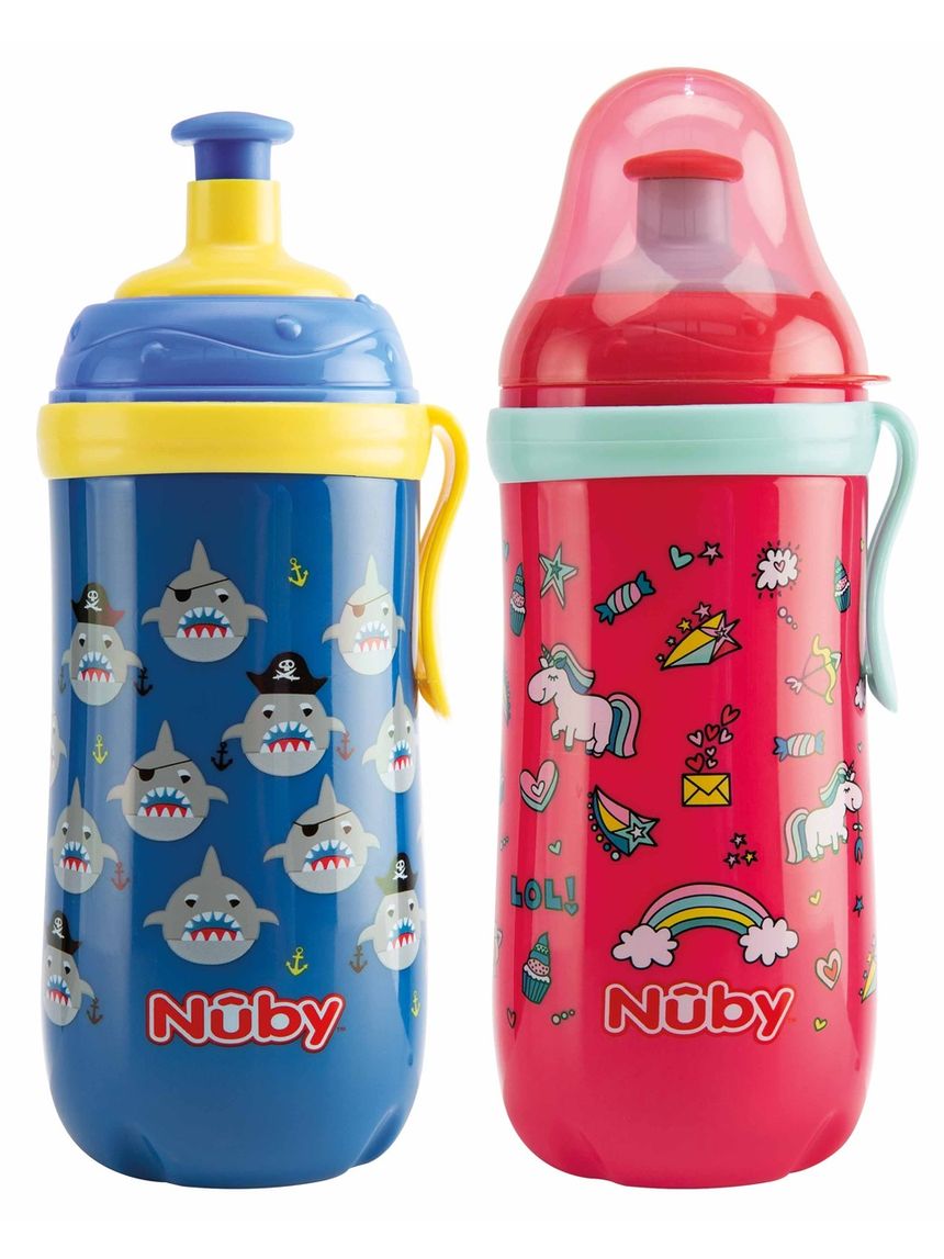 Borraccia sipper pop-up 18m+ con clip che si illumina al buio - 360ml - nuby