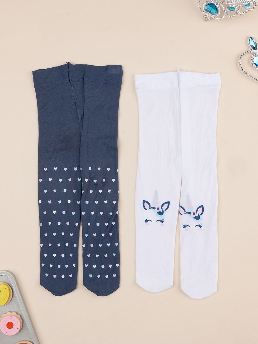 Pack 2 collant microfibra bimba unicorno