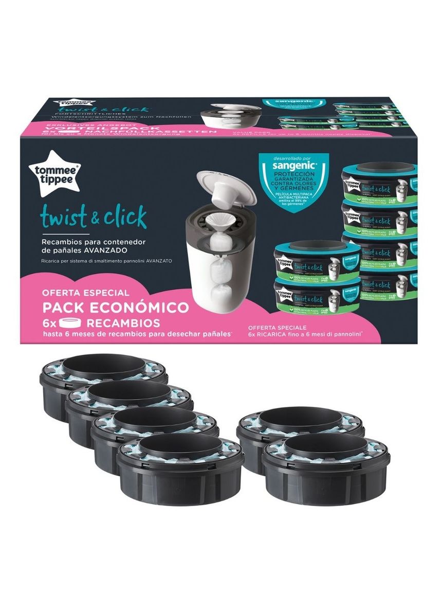 Kit 6 ricariche per contenitore mangiapannolini sangenic - tommee tippee