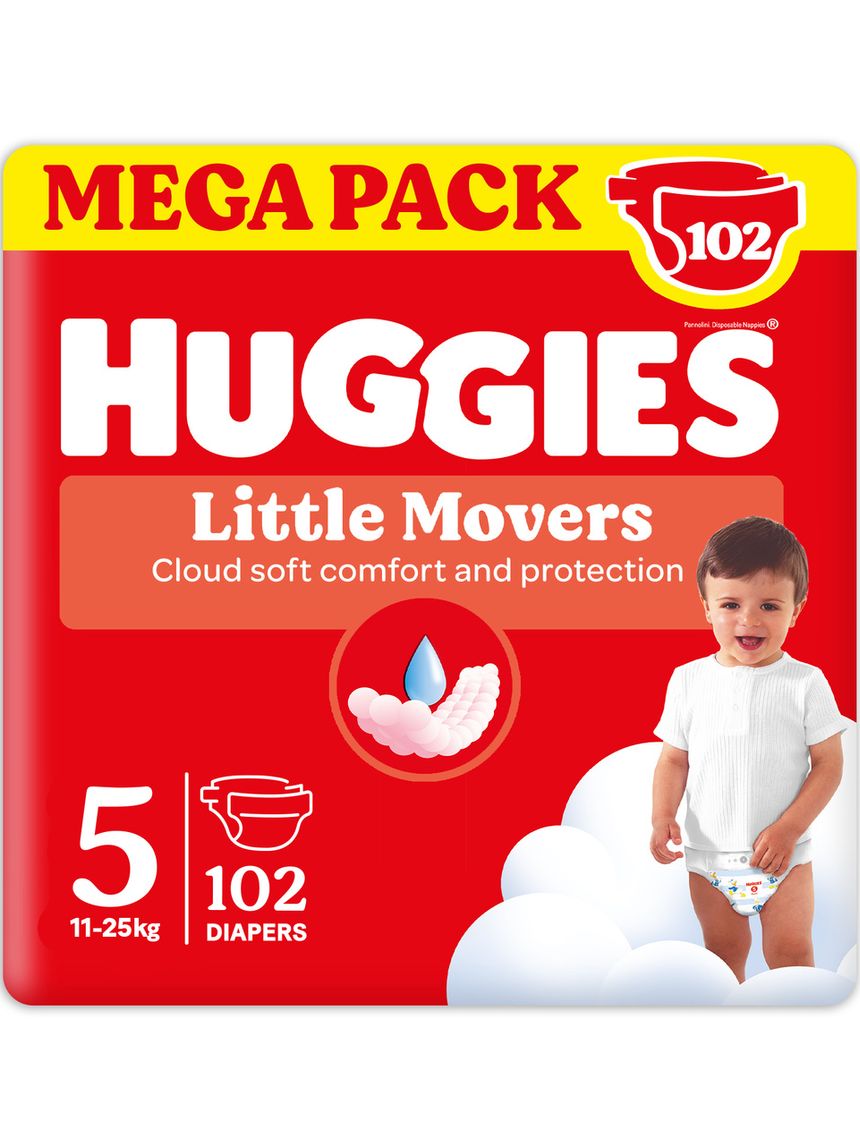 Pannolini little movers megapack tg.5 - 102 pezzi - huggies