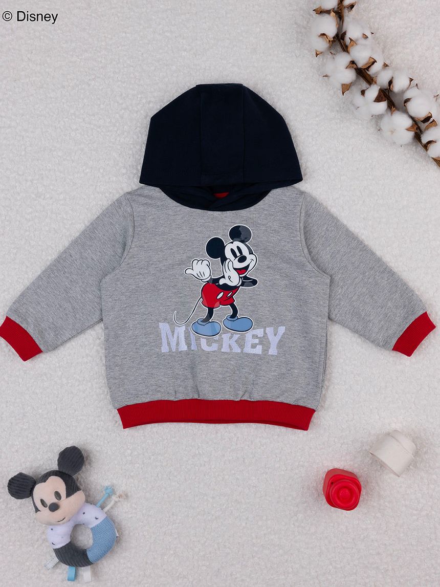 Felpa bimbo mickey mouse grigio/rosso