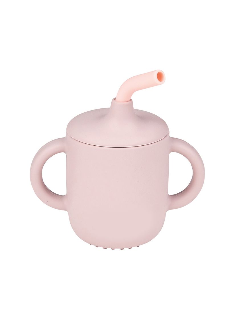 Bicchiere con cannuccia rosa in silicone - nattou