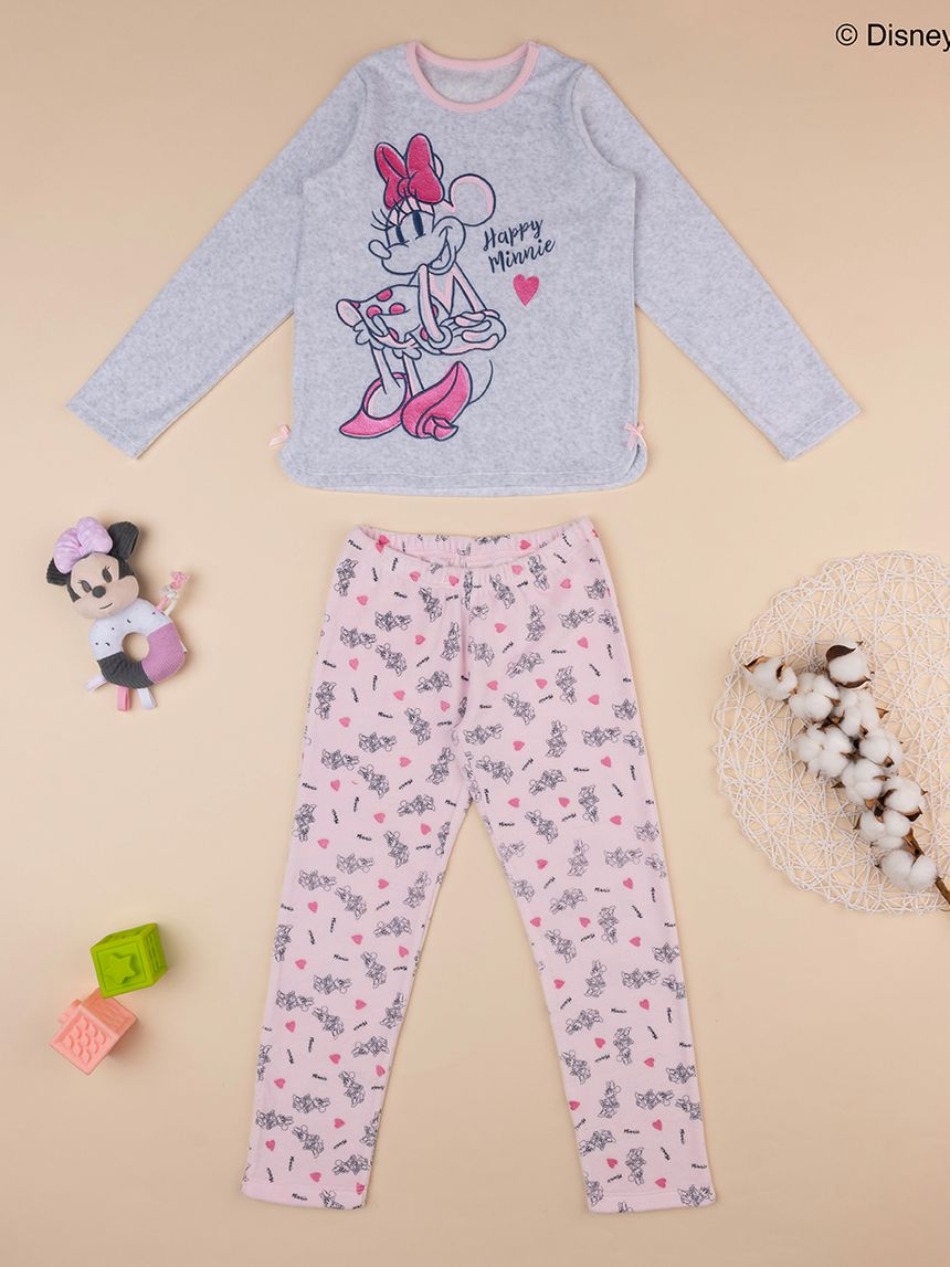 Pigiama bimba grigio/rosa minnie