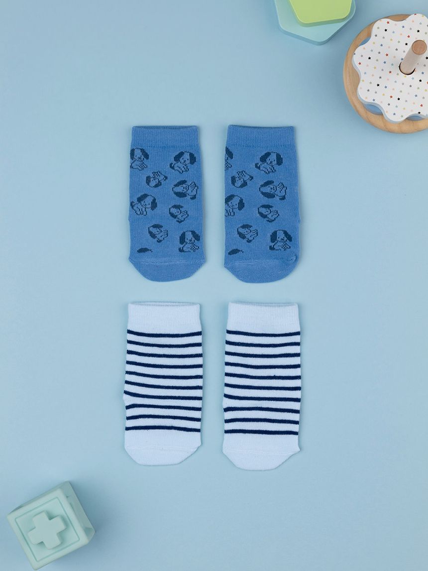 Pack 2 gambaletti bimbo "cani e righe"